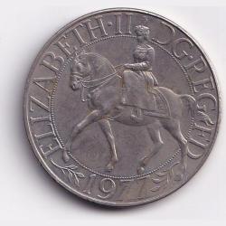 England 25 Pence Elizabeth 1977 Silver Jubilee Commemorative Coin #S29