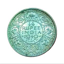 British India Silver 1/4 Rupee Year 1940 King GEORGE-VI in High Collectable Grade.