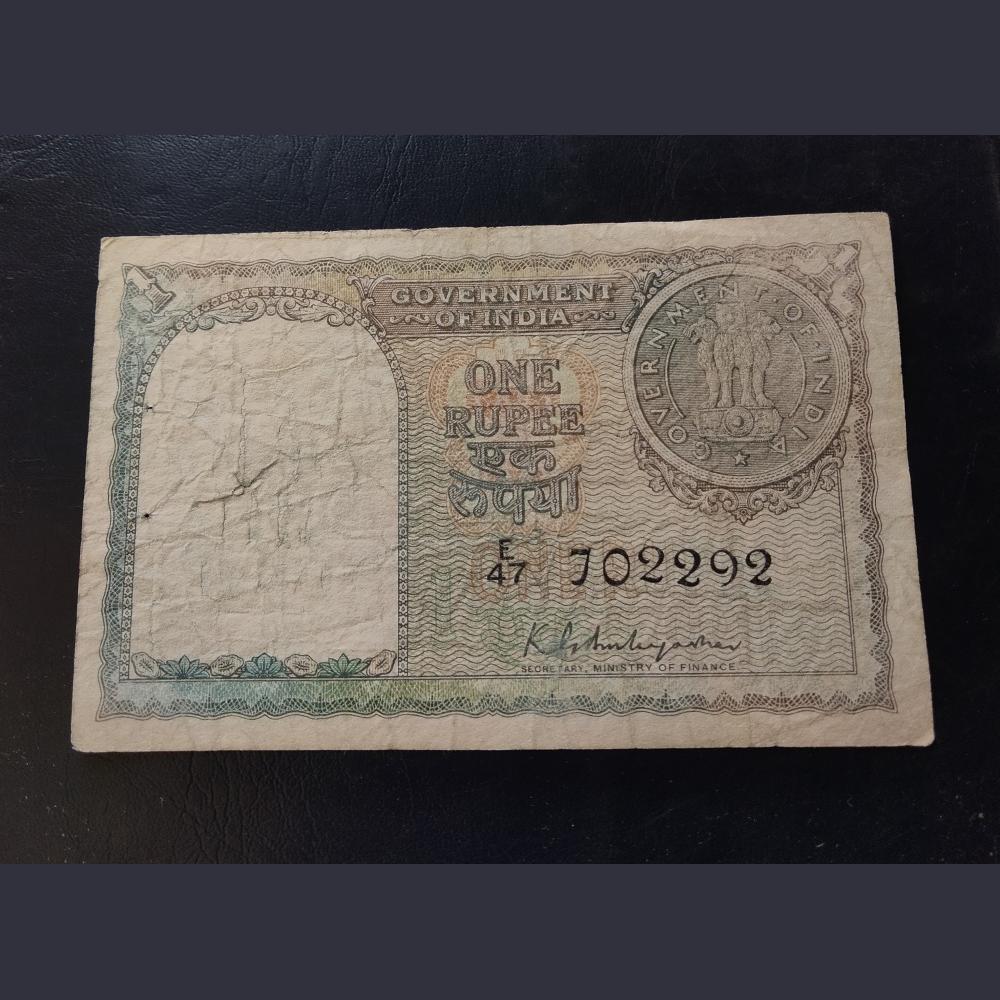 ₹1 3rd issue green color Gray green color signature KG ambegonkar Condition weak as IMAGES