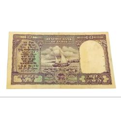 Alternative view of 10 Rs FAFRA Issue P.C BHATTACHARYA with STROBOGRAMMATIC FANCY 669988 Number **RARE** Highly Collecta