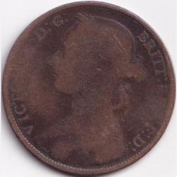 Alternative view of 1886 England Victoria Copper One Penny Coin #S572
