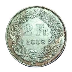Alternative view of SWITZERLAND Cu/Ni 2 FRANCS Year 2008 "HELVETICA" B Mint Mark **SCARE** UNC Grade.
