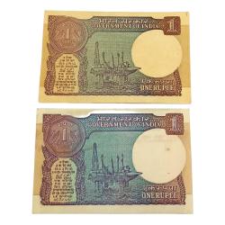 Alternative view of One Rupee Old Issue SAME SERIAL SEMI-FANCY Numbers Set 2 Notes **RARE** Collectable Grades.