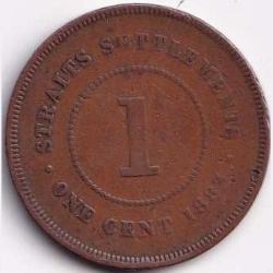 Alternative view of 1883 Straits Settlements 1 Cent - Victoria Weight 9.33 g #R148