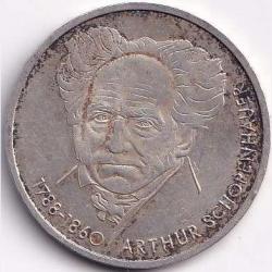 1988 Germany, Federal Republic of 10 Deutsche Mark Arthur Schopenhauer Silver Weight15.5 g #R153
