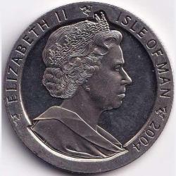 Alternative view of 2004 Isle of Man 1 Crown - Elizabeth II Year of the Monkey Gem Unc #R154