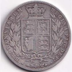 Alternative view of 1874 United Kingdom ½ Crown - Victoria 1st portrait; 2nd type Silver Coin Weight14.14 g #R159