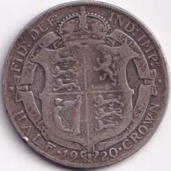 1920 United Kingdom ½ Crown - George V 2nd type Silver Coin Weight 14.14 g #R190