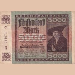 German 5000 Mark 1922 Very Old Rare Note Lowest Price Bank Note