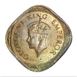 Alternative view of British 2 ANNA'S Ni/Brs Year 1942 King GEORGE-VI in UNC Grade.