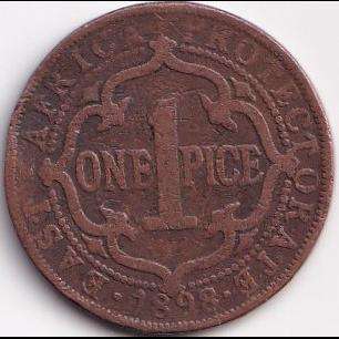1898 East Africa 1 Pice - Victoria East Africa Protectorate Coin #B6