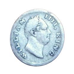 Alternative view of British India Silver 1/4 Rupee EAST INDIA COMPANY Year 1835 King WILLIAM-IV **RARE** Used Condition.