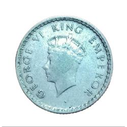 Alternative view of British India "FULL SILVER" 1/4 Rupee Year 1940 MATURE HEAD King GEORGE-VI **RARE** High Grade.