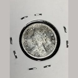 Alternative view of British India Victoria Empress Silver 2 Annas 1880 Calcutta Mint Extremely Rare