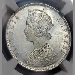 Alternative view of One Rupee 1901 VICTORIA EMPRESS MS 61 NGC GRADED WORLD NO.1 GRADING COMPANY