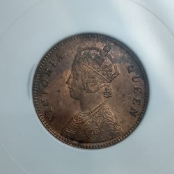 Alternative view of ONE QUARTER ANNA 1862 VICTORIA EMPRESS MS 65 PCG GRADED