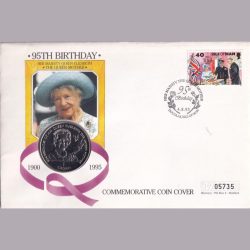 Isle of Man -1995 1 Crown 95th Birthday Queen Elizabeth Gem Unc With First Day Cover