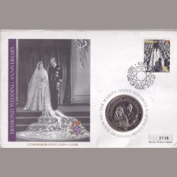 Cook Islands 1 Dollar - Elizabeth II Diamond Wedding Anniversary 2007 Gem Unc With First Day Cover
