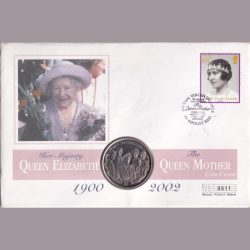 British Virgin Islands 1 Dollar - Elizabeth II Queen Mother with 2002 Gem Unc With First Day Cover
