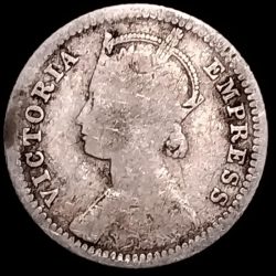 Alternative view of British India Silver 1/4 Rupees 1886 VICTORIA EMPRESS ** RARE**