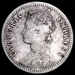 Alternative view of 1/4 Rupees VICTORIA QUEEN 1889