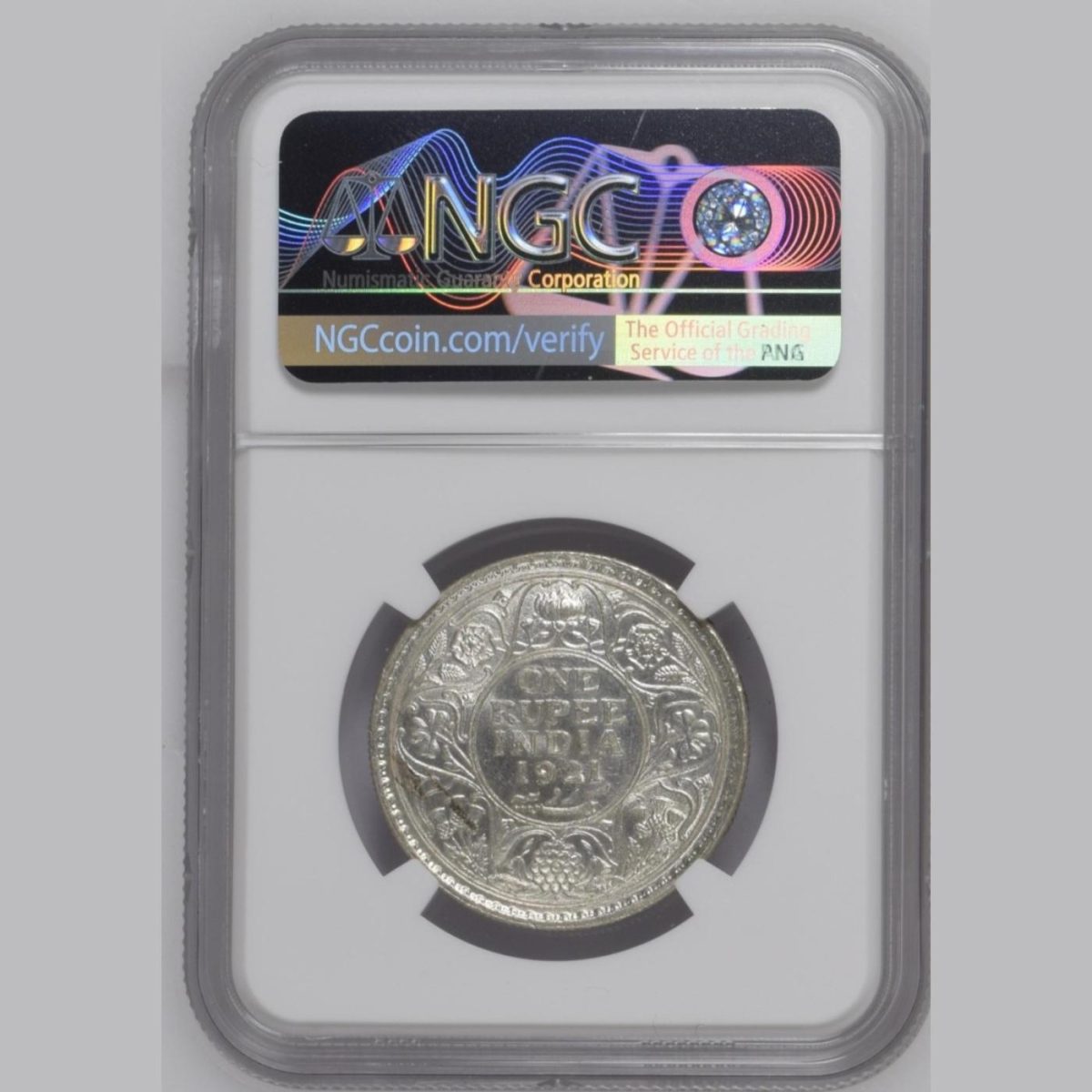 GEORGE V KING 1921 One Rupee NGC GRADED UNC DETAILS - Image 4