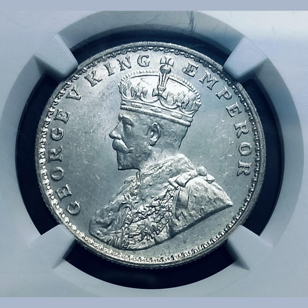 GEORGE V KING 1921 One Rupee NGC GRADED UNC DETAILS