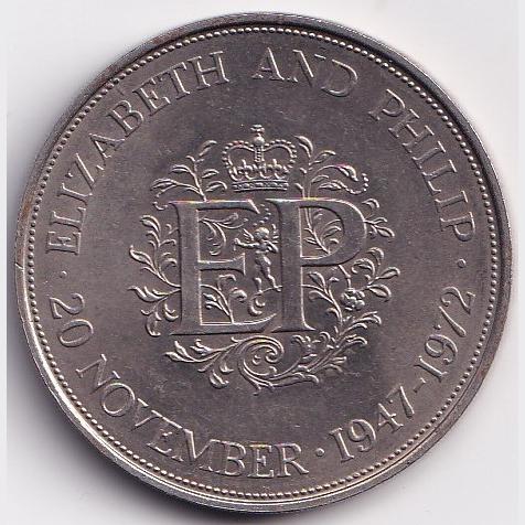1972 United Kingdom 25 New Pence - Elizabeth II Silver Wedding Commemorative issue Gem Unc #B253