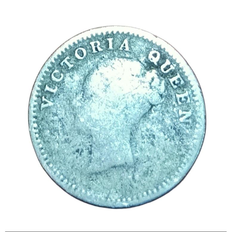 British India Silver 2 ANNA'S Year 1841 "EIC" Queen CONTINUOUS LEGEND **V. RARE** Used Condition. - Image 2