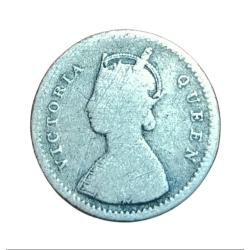 Alternative view of British India Silver 2 ANNA'S Year 1874 QUEEN VICTORIA **RARE** Used Condition.