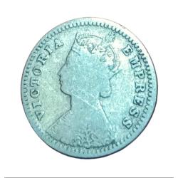 Alternative view of British India Silver 2 ANNA'S Year 1892 VICTORIA EMPRESS in Collectable Grade.