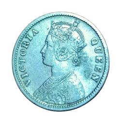 Alternative view of British India Silver 1/4 Rupee Year 1862 QUEEN VICTORIA **SCARE** High Collectable Grade Complete