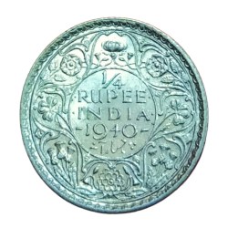 Alternative view of British India Silver 1/4 Rupee Year 1940 King GEORGE-VI Set MATURE & YOUNG HEAD Variety Good Grades.