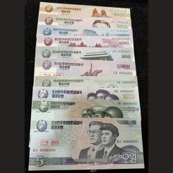 North koriya spiceman note 10 pcs set all note numerous 000000 unc condition