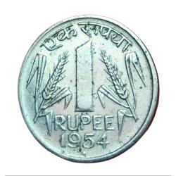 One Rupee GOVERNMENT OF INDIA Year 1954 BOMBAY Mint **V. RARE** Collectable Grade.
