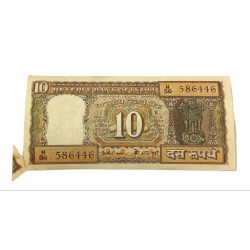 10 Rupees BLACK BOAT ⛵ K.R PURI with FLIP FOLD BUTTERFLY EXTRA PAPER Error **V. RARE** AUNC Grade.