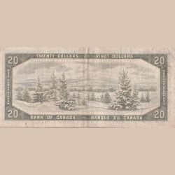 Alternative view of Old Canada 20 Dollar 1954 Ottawa Elizabeth Ishu Very Rare Bank Note