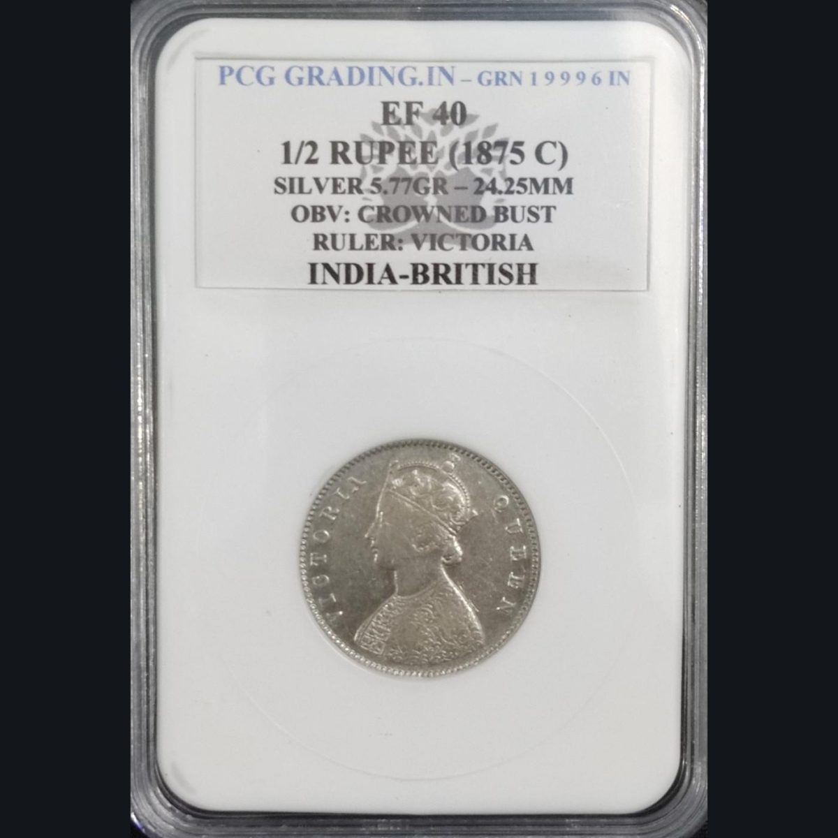 Half rupees (1875 C ) silver coin Victoria EF 40