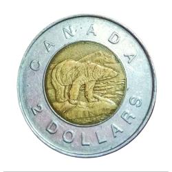 Alternative view of CANADA Bi-Metal TWO DOLLARS Year 1996 Polar Bear Queen ELIZABETH-II **SCARE** Collectable Grade.