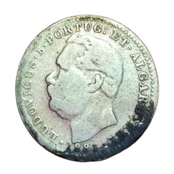 Alternative view of INDO PORTUGUESE Silver MEIA 1/2 RUPIA Year 1881 LUDOVICUS-I **V. SCARE** Collectable Grade.