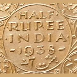 KING👑👑👑👑 GEORGE Vl HALF ruppee 1938 key date WEIGHT 6 GM EACH ORIGINAL GAUARANTEE Same