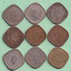 Alternative view of 1939-1947 Complete Set Two Anna George Six British India Coin 9 Pcs Set #F10
