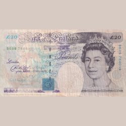 England 20 Pound Old Issue Big Size Note Elizabeth Bank Note