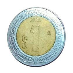 MEXICO Bi-Metal 1 PESOS Year 2015 in High Collectable Grade.