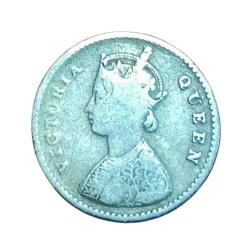 Alternative view of British India Silver 2 ANNA'S Year 1862 QUEEN VICTORIA in Collectable Grade.