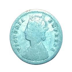 Alternative view of British India Silver 2 ANNA'S Year 1888 VICTORIA EMPRESS **SCARE** Collectable Grade.