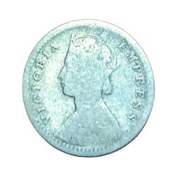 Alternative view of British India Silver 2 ANNA'S Year 1890 VICTORIA EMPRESS** Correct Collectable Grade.