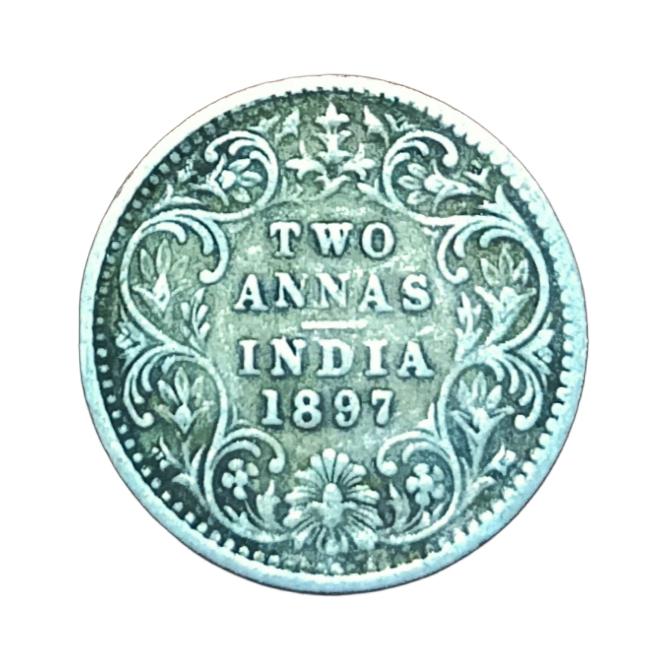 British India Silver 2 ANNA'S Year 1897 VICTORIA EMPRESS**in Collectable Grade.