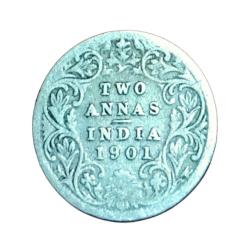 British India Silver 2 ANNA'S Year 1901 VICTORIA EMPRESS** Collectable Grade.