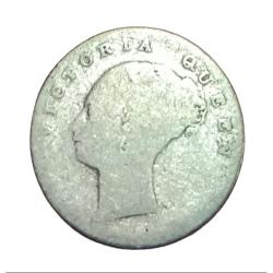 Alternative view of British India Silver 1/4 Rupee "EAST INDIA COMPANY "Year 1840 Queen CONTINUOUS LEGEND Poor Grade